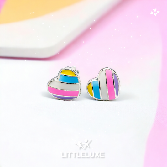 Colorful Heart Silver Earrings for Girls – Adorable Jewelry for Kids