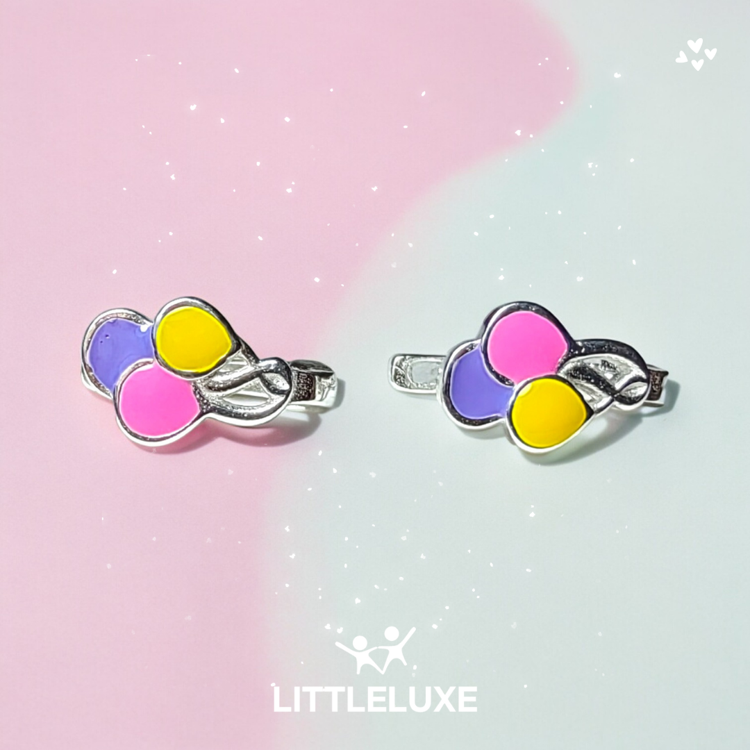 Colorful Balloon Silver Earrings for Imaginative Joyful Princesses