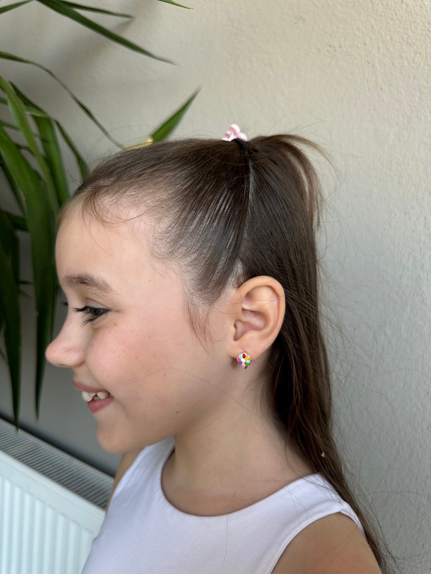 Colorful Daisy Silver Earrings for My Friendly and Close Daughter