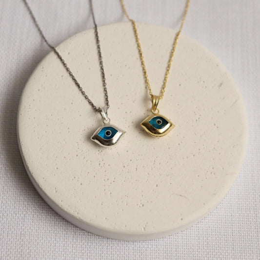 925 Sterling Silver Almond Eye Necklace - Protect Yourself in Style!