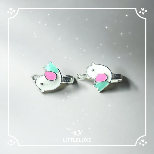 Adorable Silver Earrings for Kids - My Little Bird Design