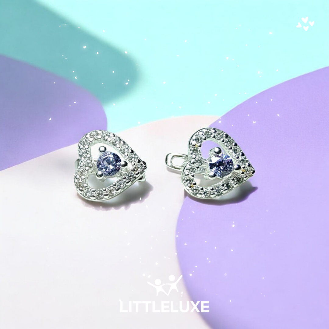 Stunning Heart-Shaped Zirconia Silver Earrings for Girls