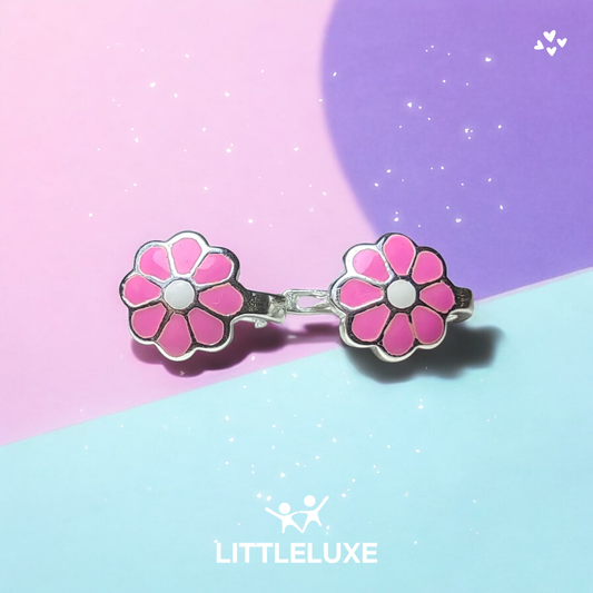 Charming Pink Daisy Silver Earrings for Little Princesses – Perfect Gift for Your Sweetheart!