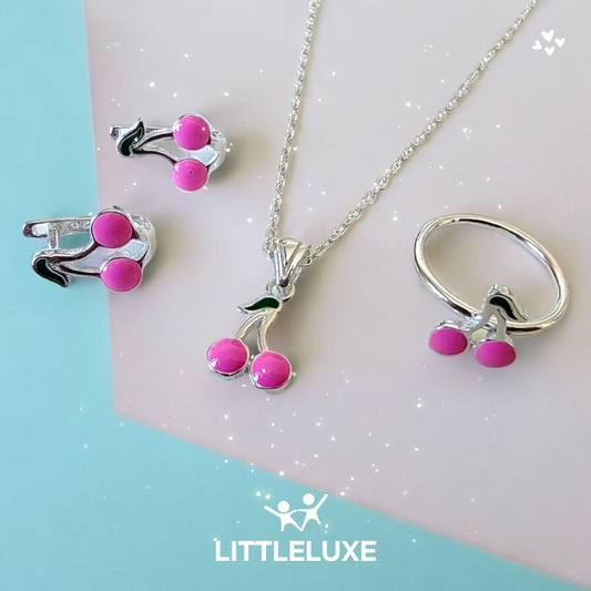 Cherry Blossom Jewelry Set for My Sweet Daughter – Adorable Cherry Motif Design