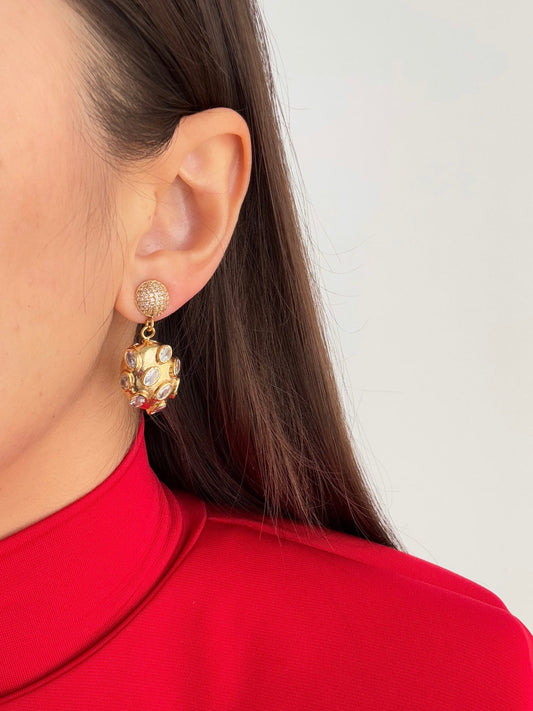 Gold-Plated Earrings with Stunning Stone Detail