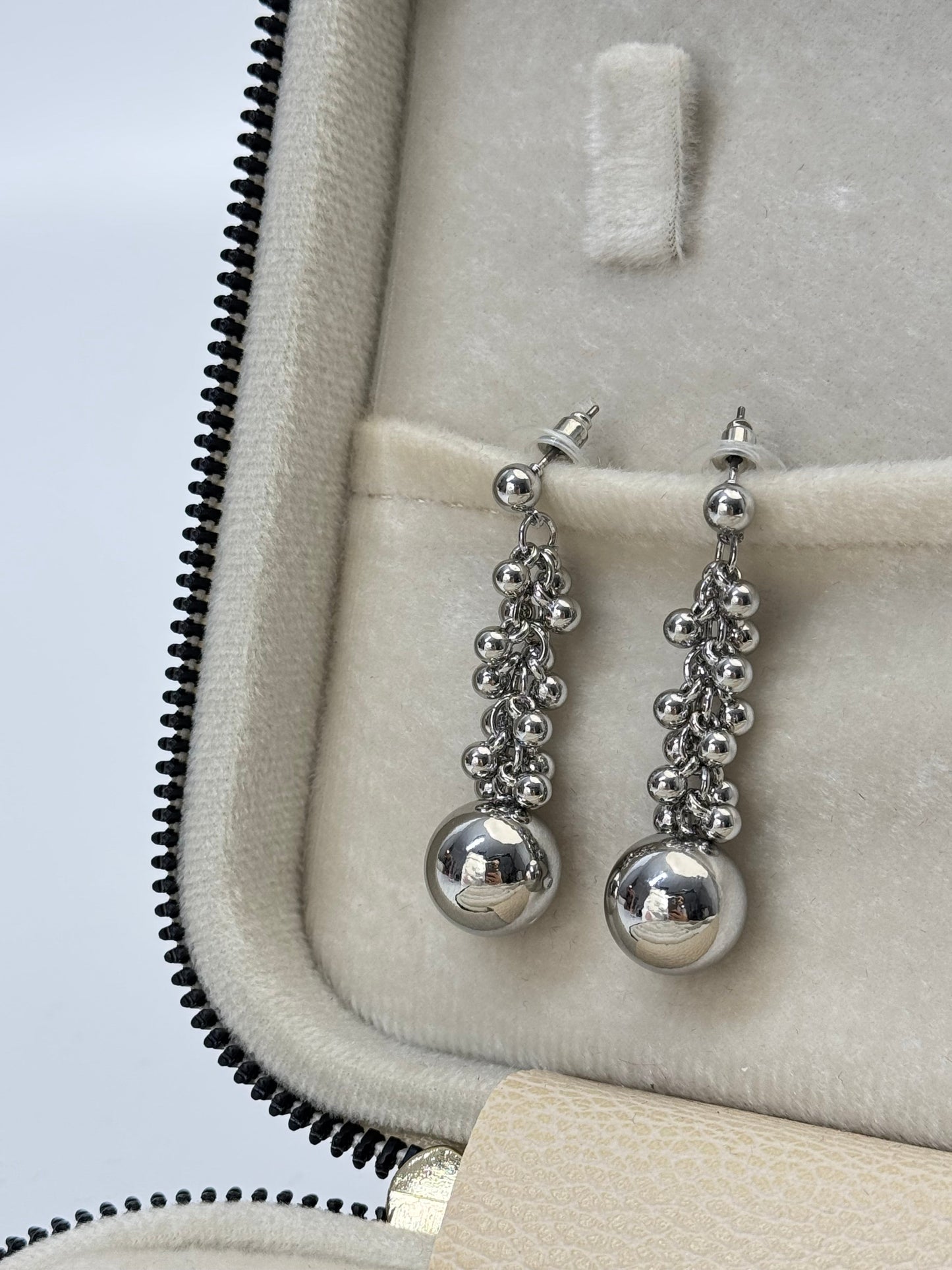 AHUELA Imported Silver Beaded Earrings - Stunning Design for Every Occasion