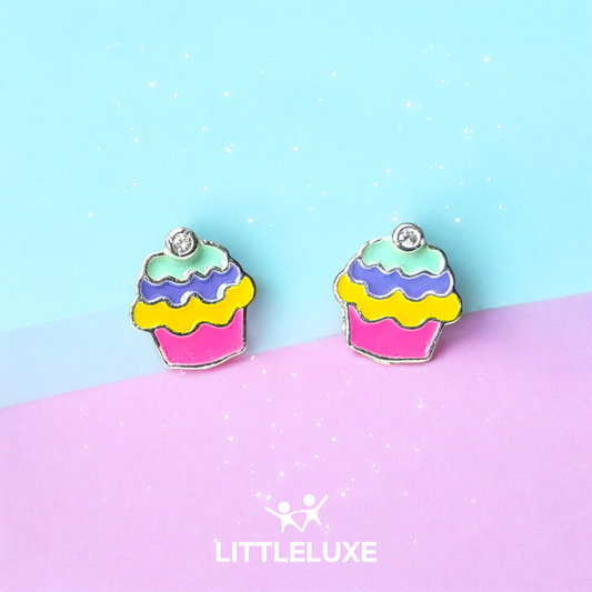 My Little Cupcake Silver Earrings for Girls