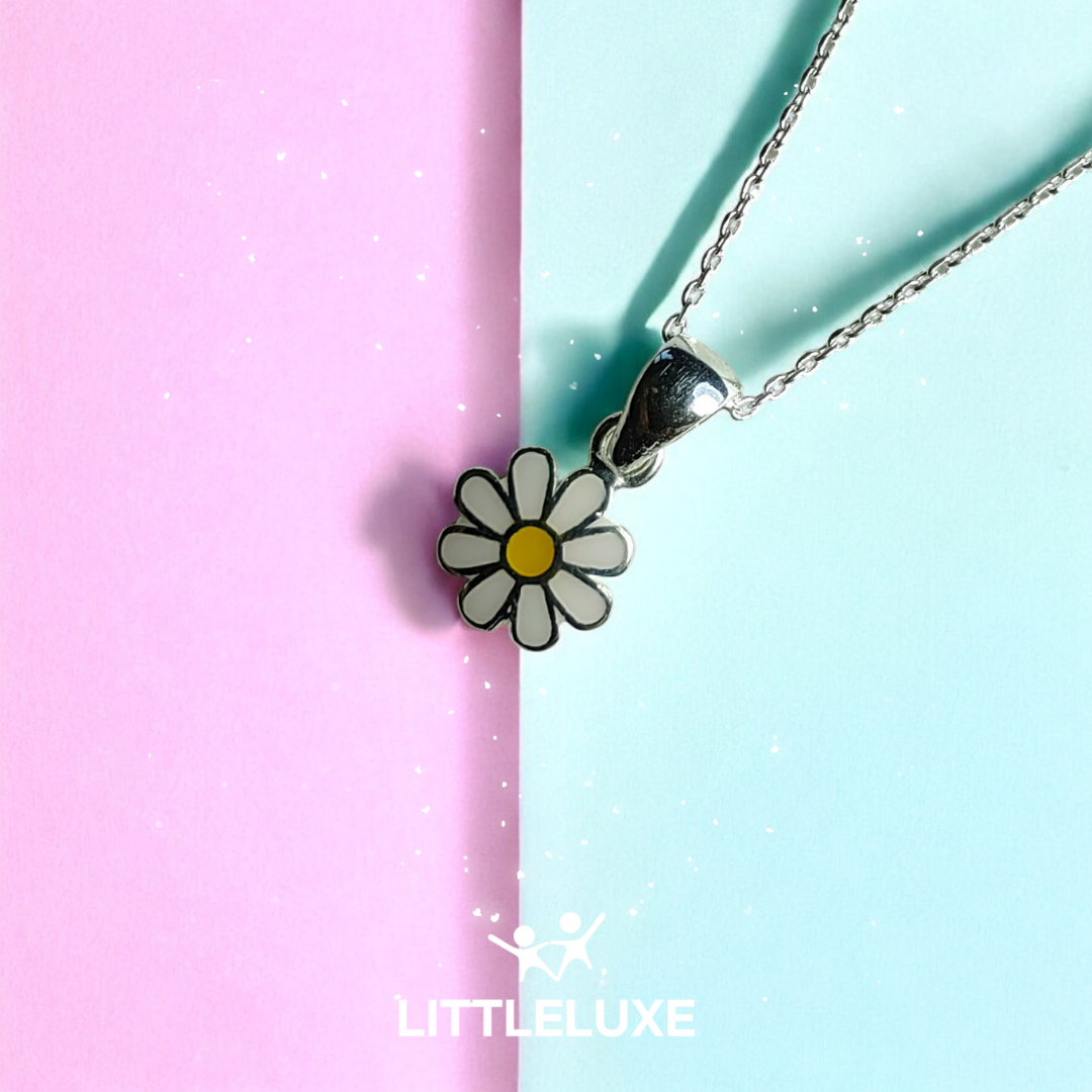 Charming Silver Daisy Necklace for Kids