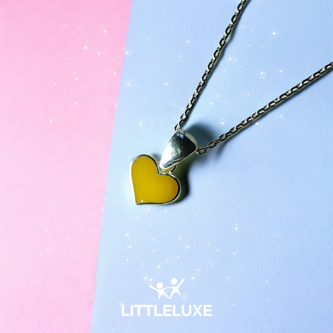 Heart-Shaped Silver Necklace for Kids