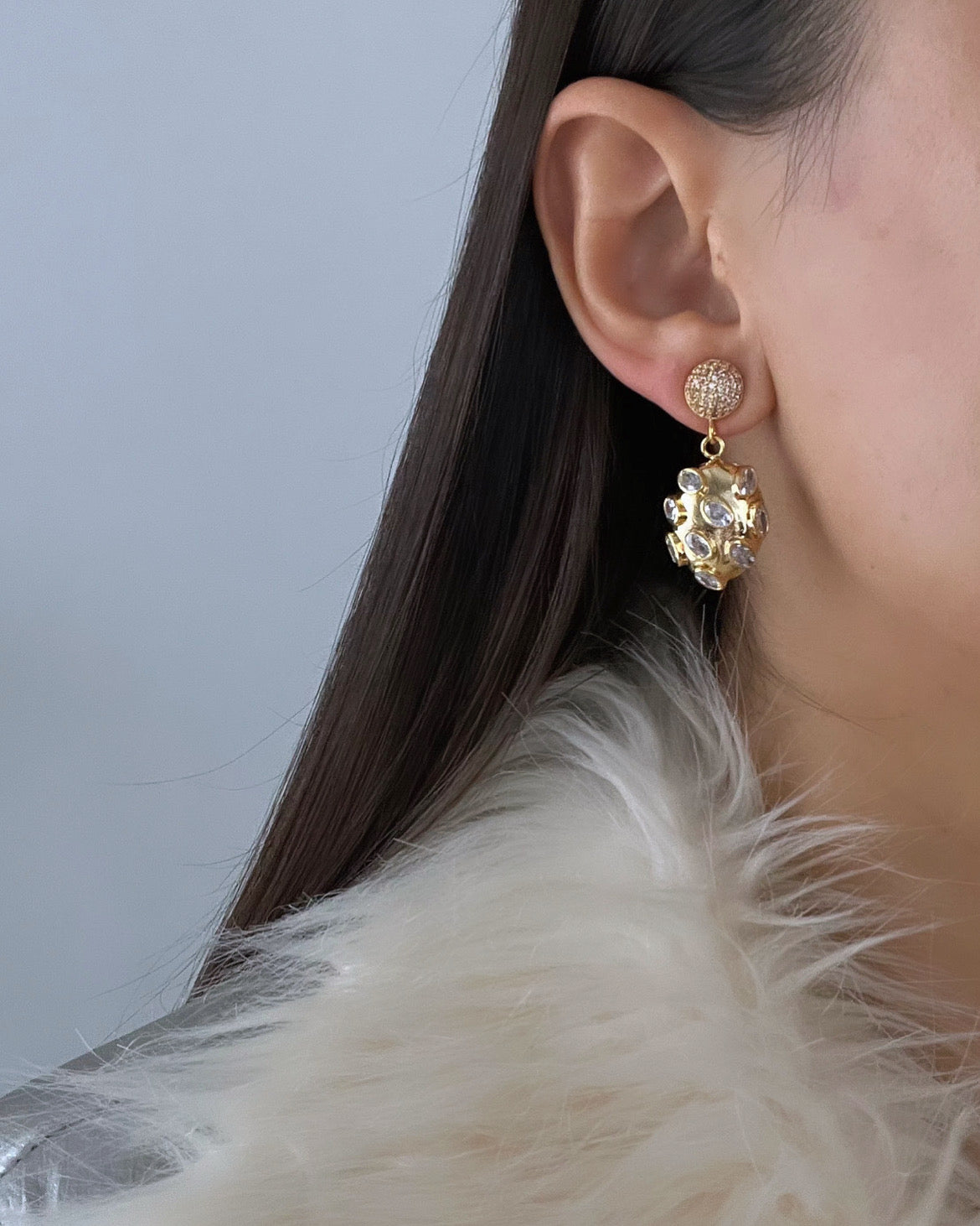 Gold-Plated Earrings with Stunning Stone Detail