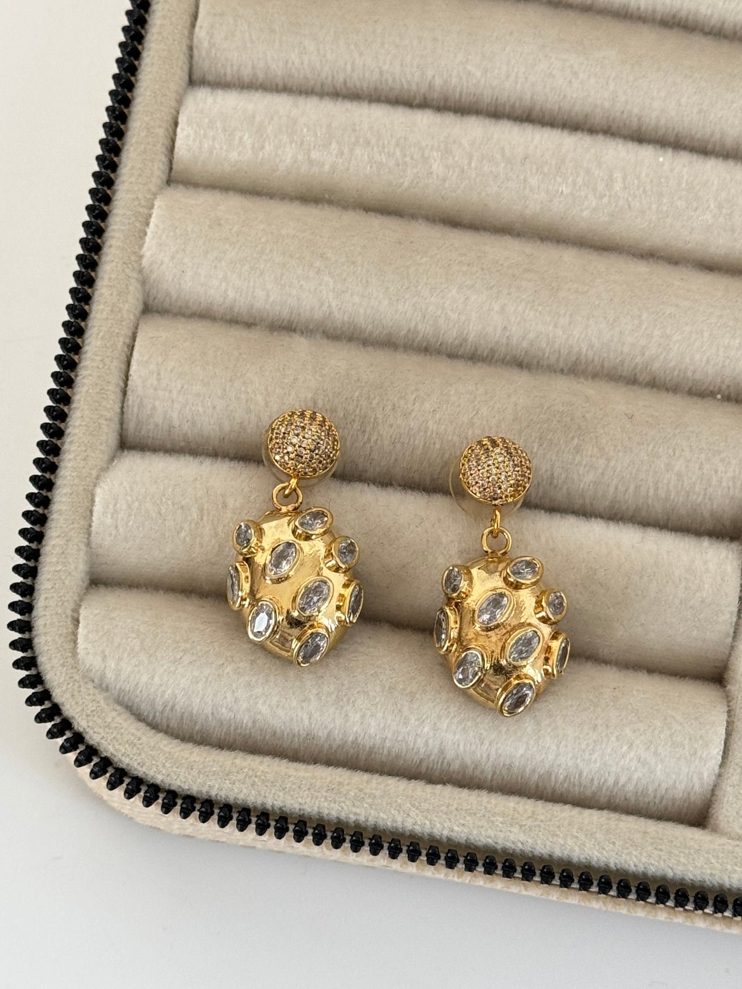 Gold-Plated Earrings with Stunning Stone Detail