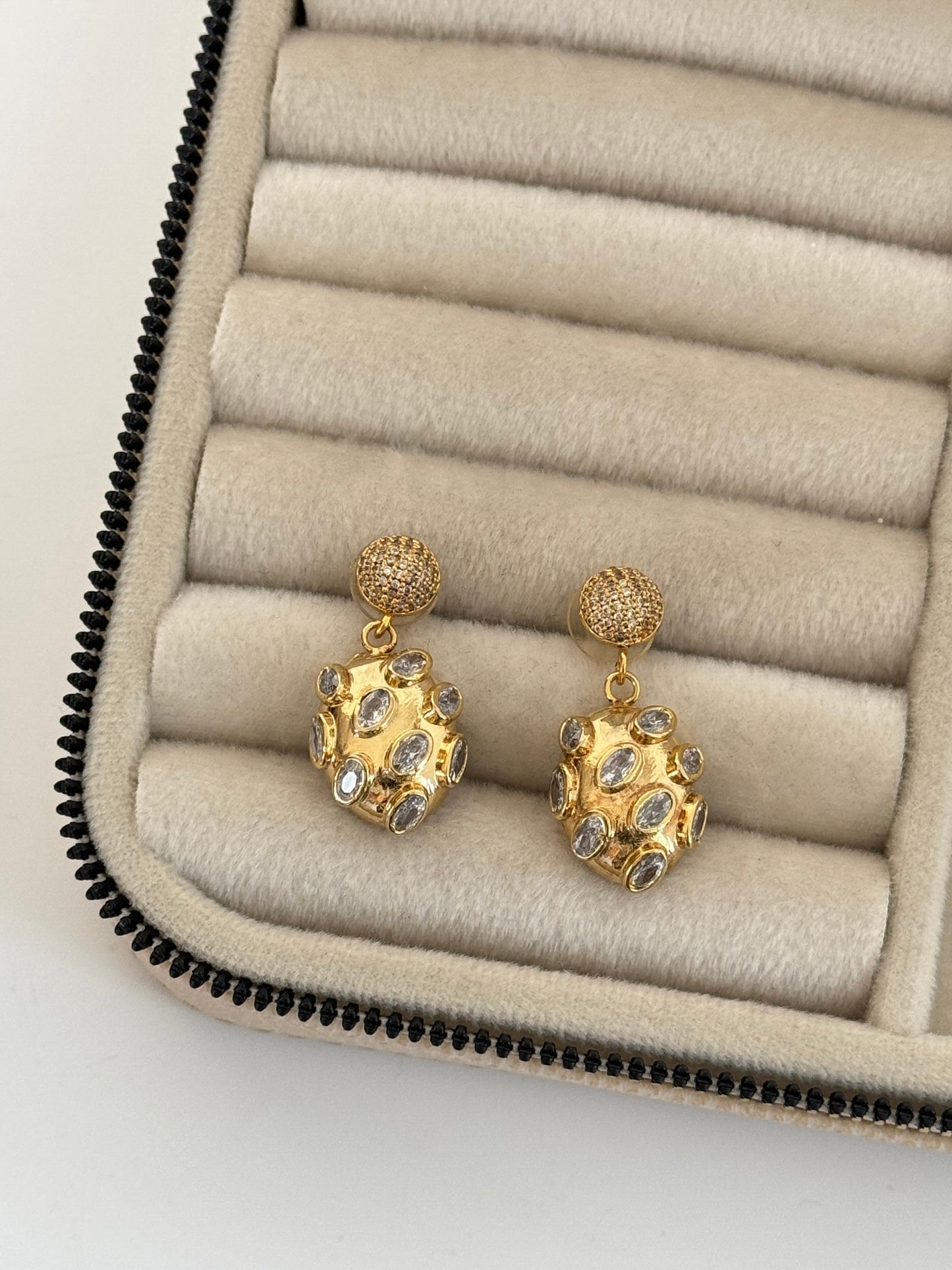 Gold-Plated Earrings with Stunning Stone Detail