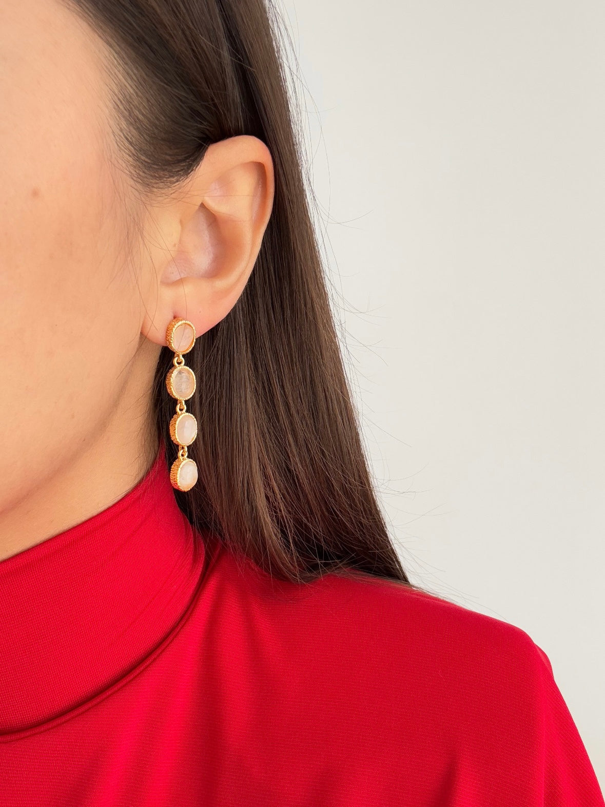 Gold-Plated Earrings with Natural Stone Accents