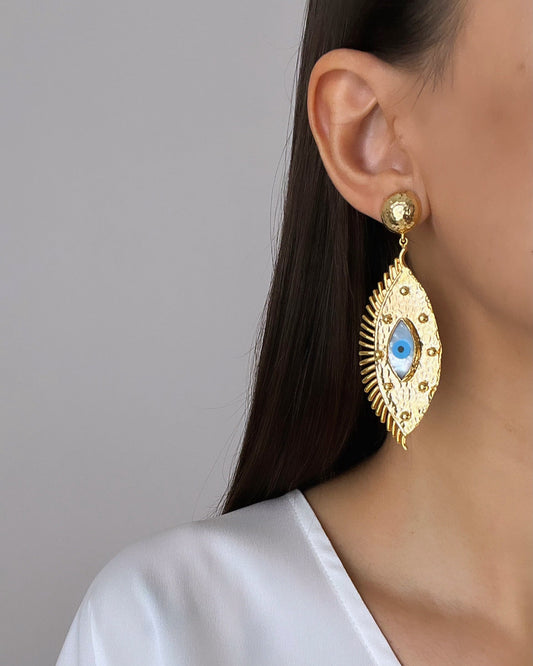 Eye-Catching Gold-Plated Earrings - Göz Model