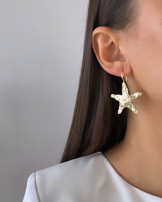 Gold-Plated Starfish Earrings – Sparkling Ocean-Inspired Jewelry