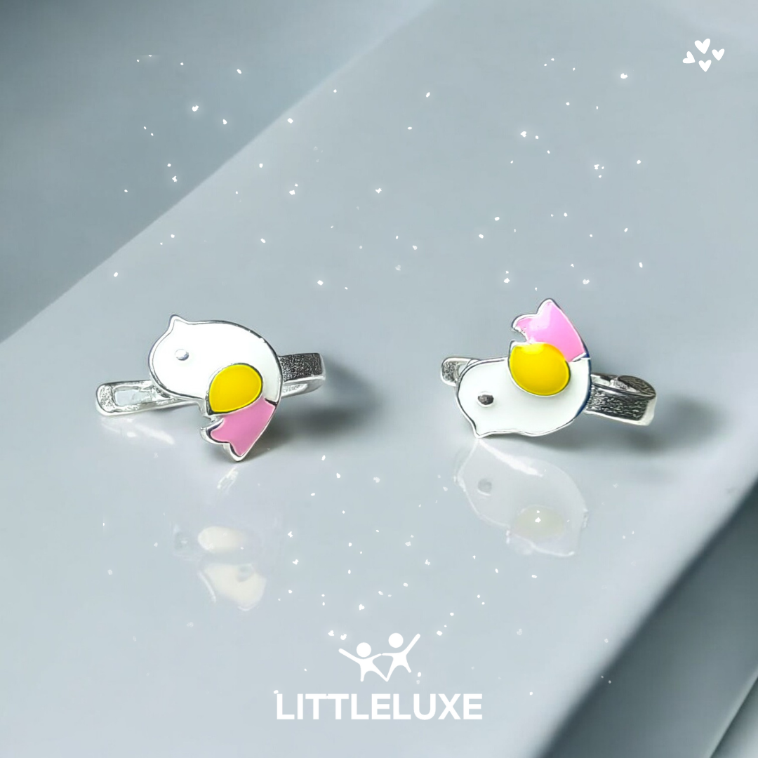 Adorable Silver Earrings for Kids - My Little Bird Design