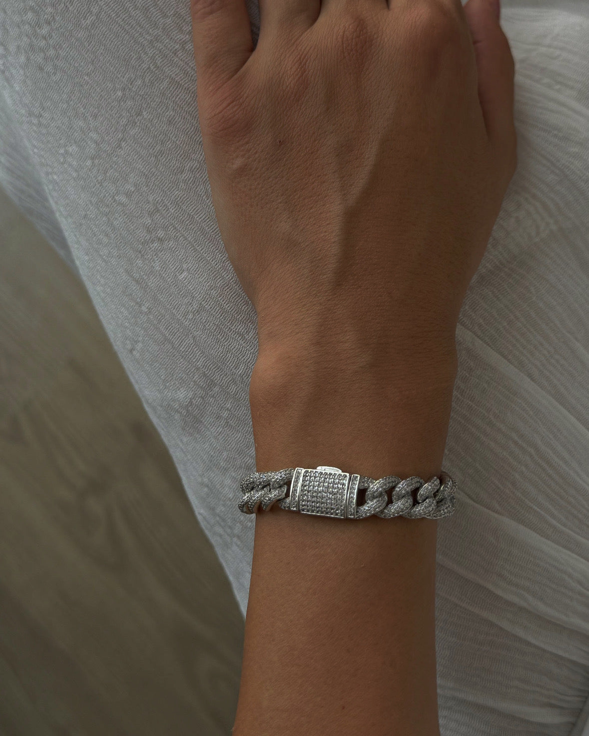 Cuban Zirconia Stone Silver Bracelet - Elegant and Stylish Jewelry