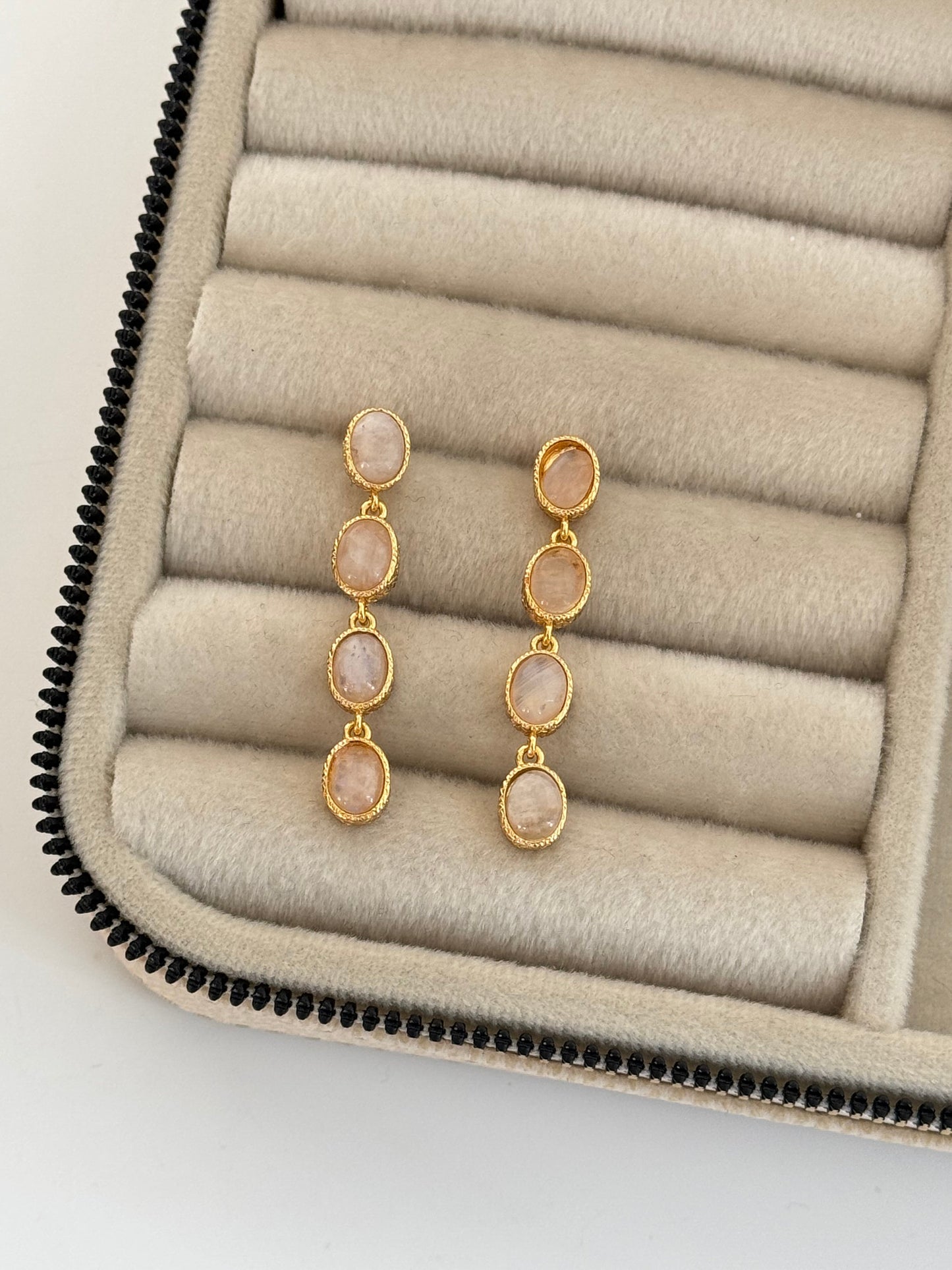 Gold-Plated Earrings with Natural Stone Accents