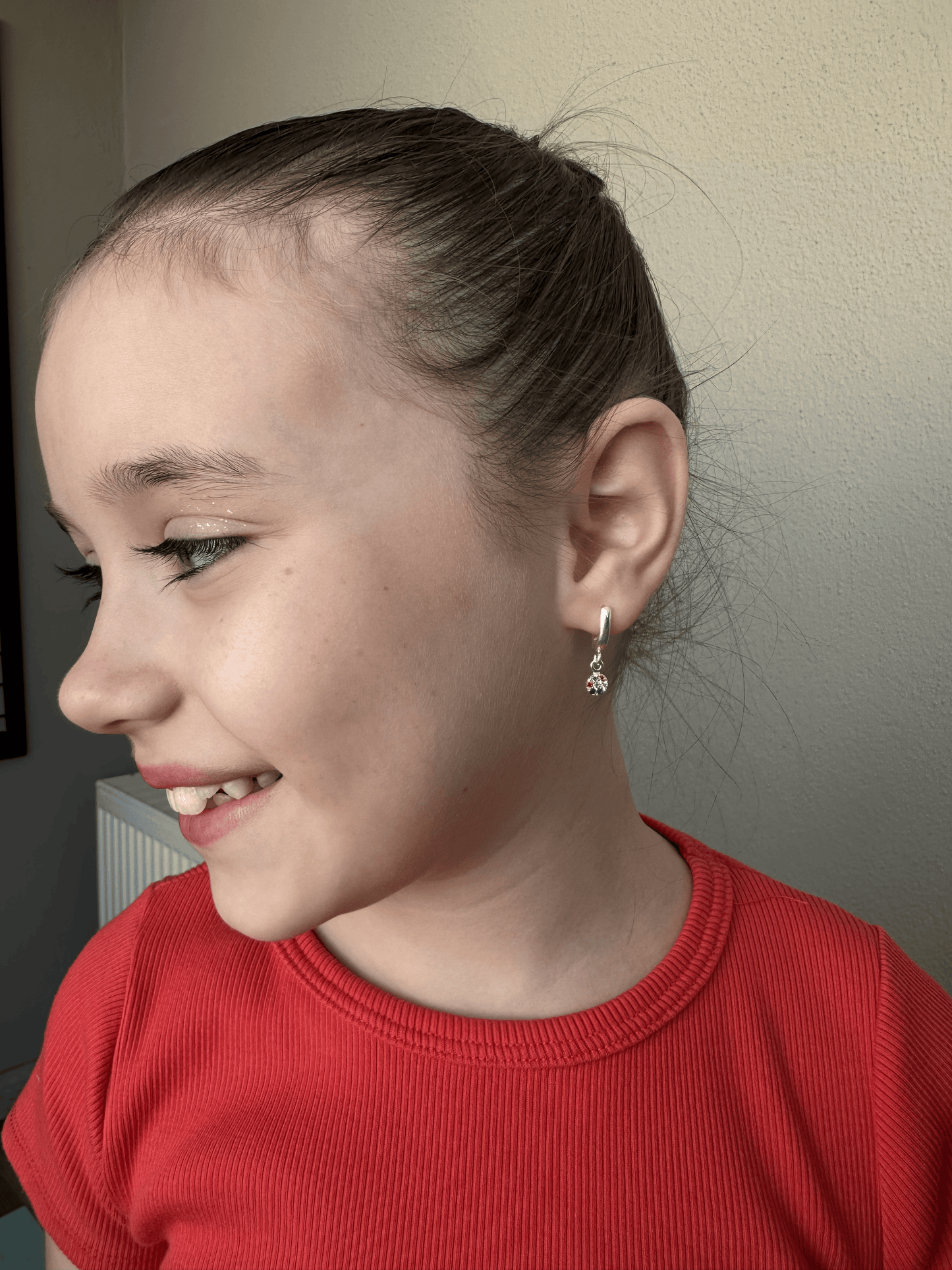 Sparkling Zirconia Dangle Silver Earrings for Kids