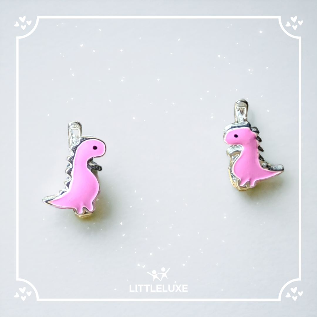 Adventurous Girls' Dinosaur Silver Earrings – Perfect for Bold Explorers!