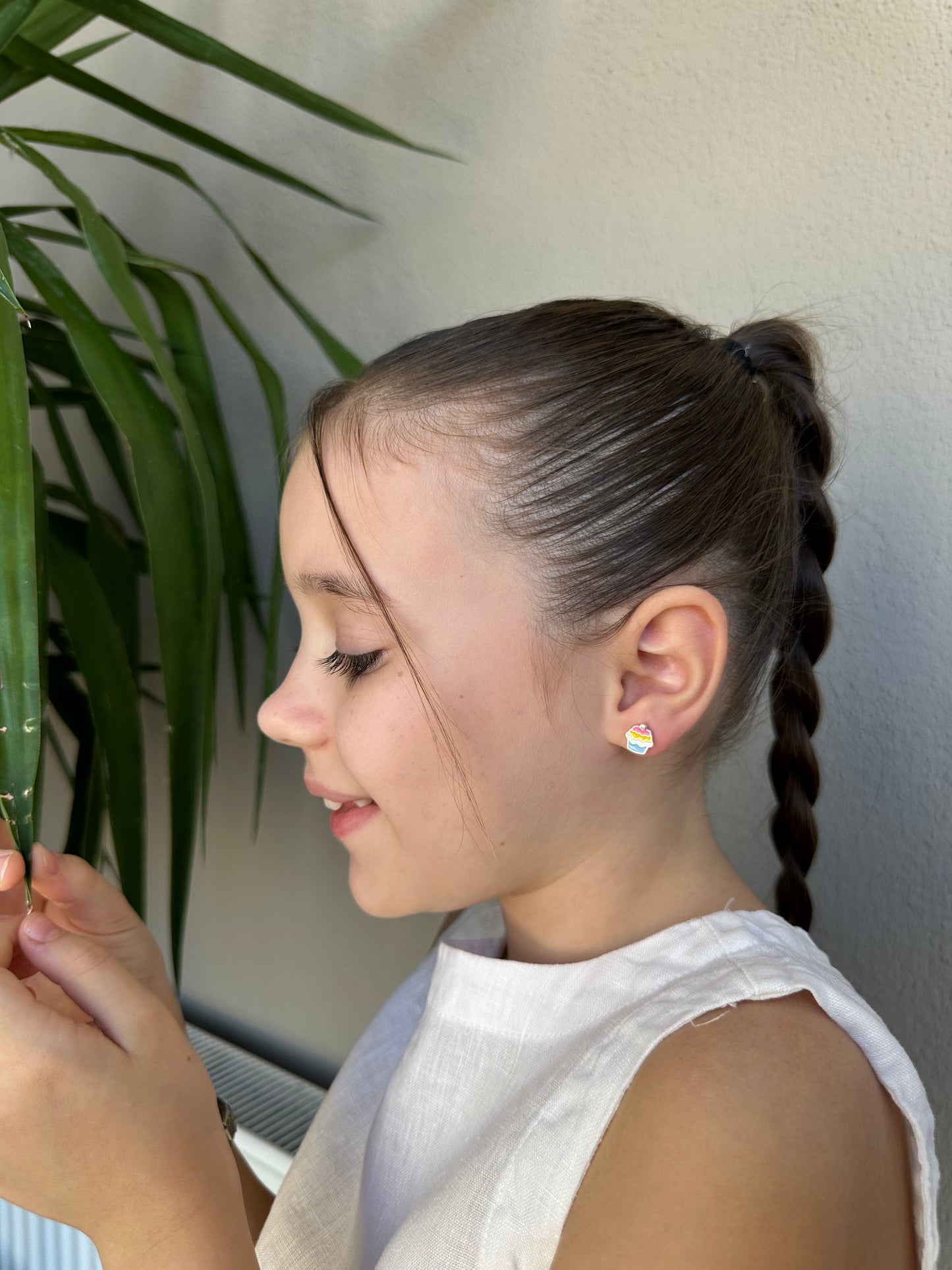 My Little Cupcake Silver Earrings for Girls