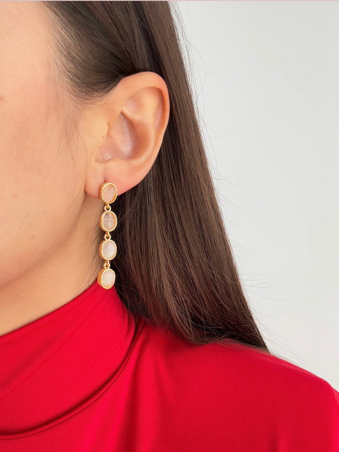 Gold-Plated Earrings with Natural Stone Accents