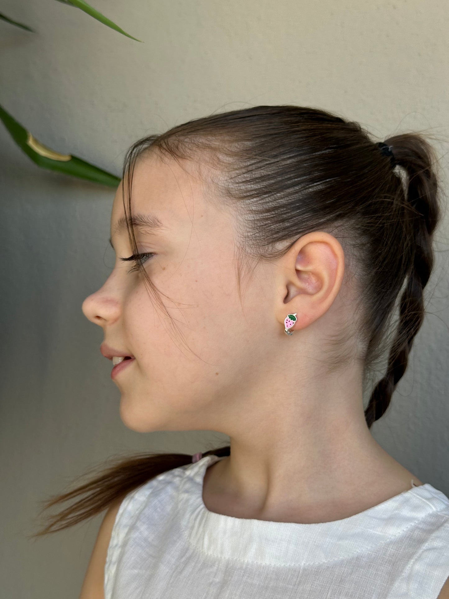 Charming Strawberry Silver Earrings for Sweet Girls