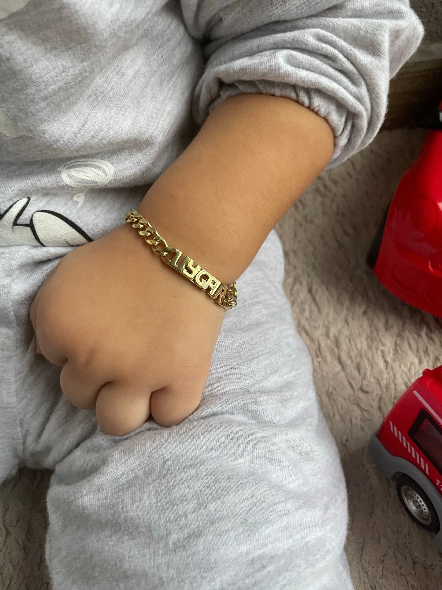 Personalized Silver Bracelet for Boys - Gold-Plated Name ID Tag for Baby Boys