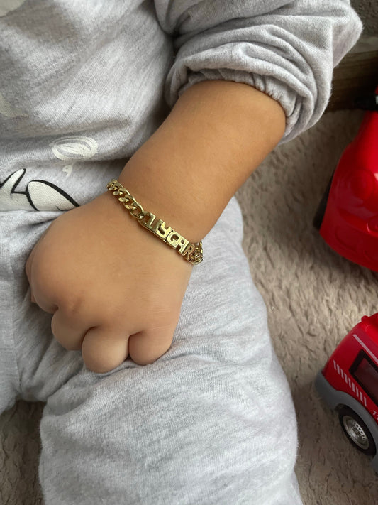 Personalized Silver Bracelet for Boys - Gold-Plated Name ID Tag for Baby Boys