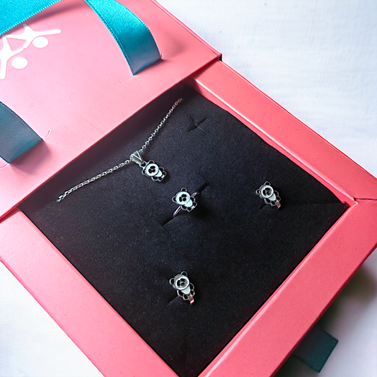 Adorable Panda Silver Jewelry Set - A Charming Symbol of Cutness