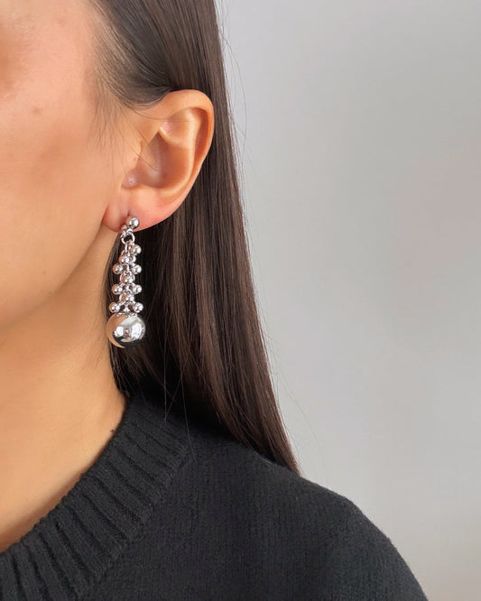 AHUELA Imported Silver Beaded Earrings - Stunning Design for Every Occasion