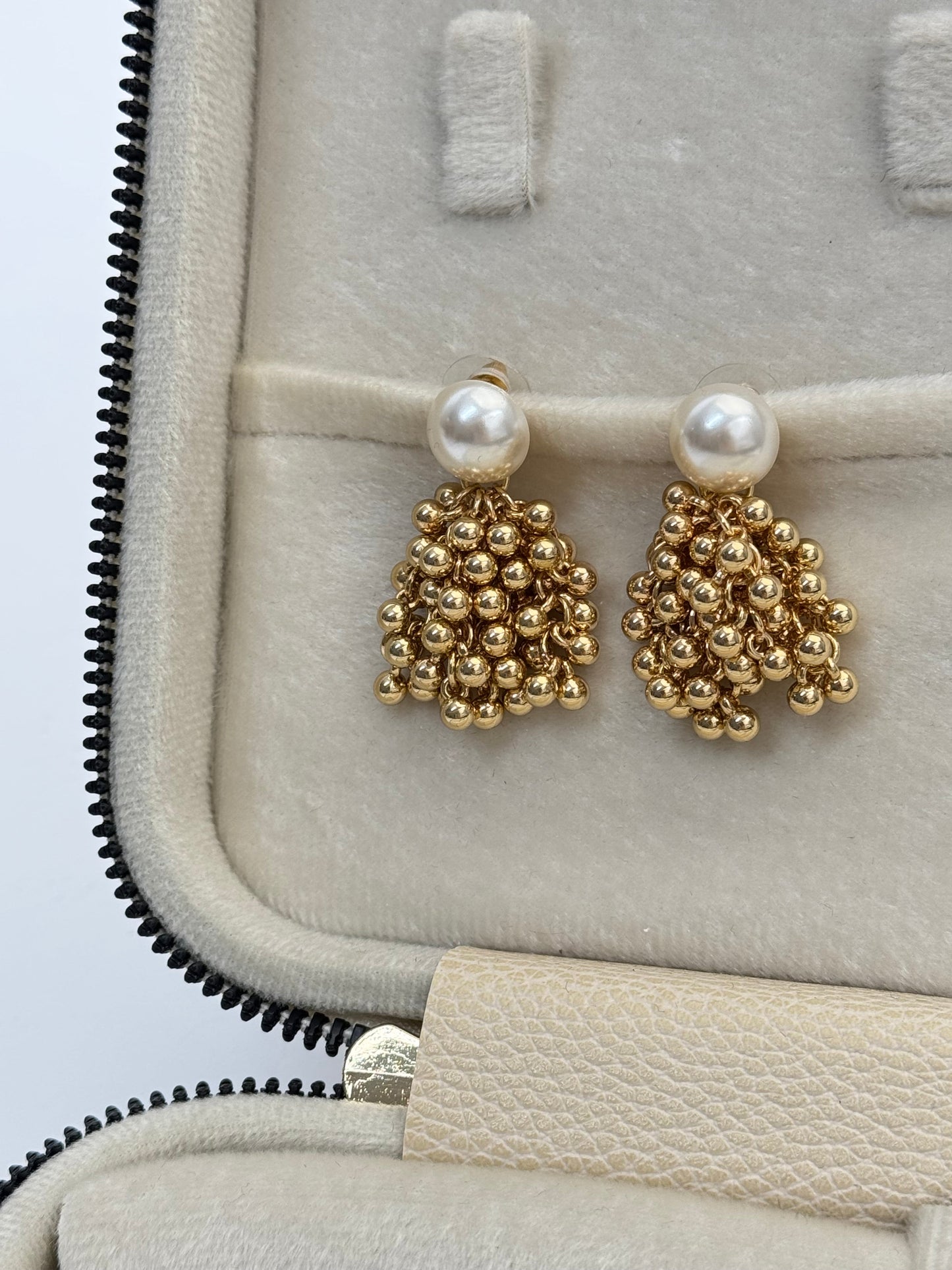 Imported Beaded Gold Earrings with Stunning Detail