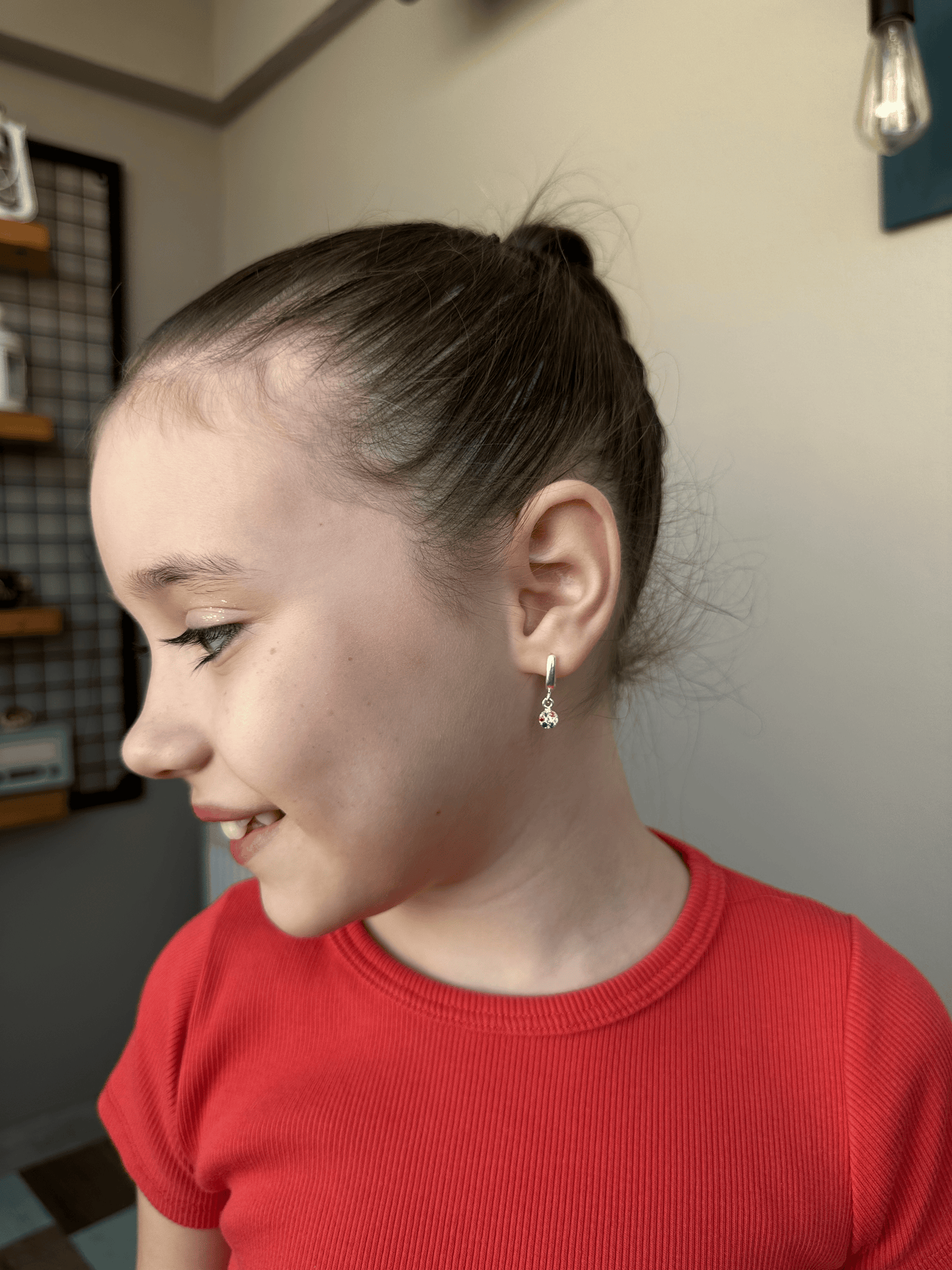 Sparkling Zirconia Dangle Silver Earrings for Kids