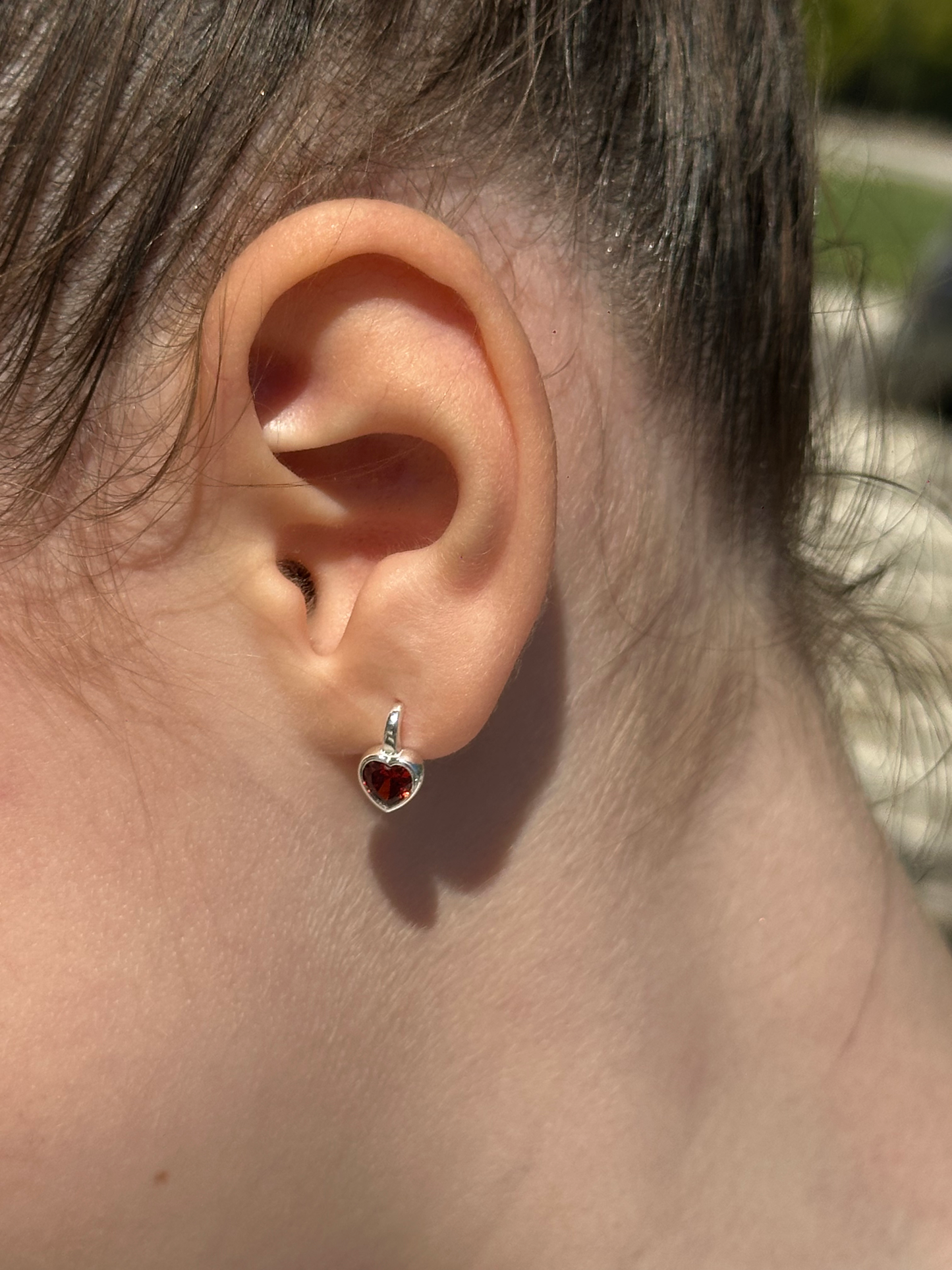 Heart-Shaped Silver Earrings for Kids with Sparkling Zircon Stones