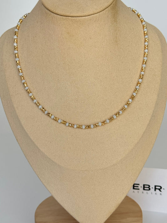 Elegant Gold-Plated Necklace with White Bead Accents