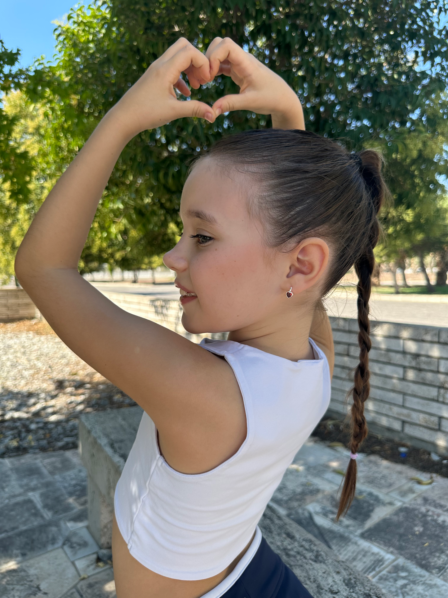 Heart-Shaped Silver Earrings for Kids with Sparkling Zircon Stones