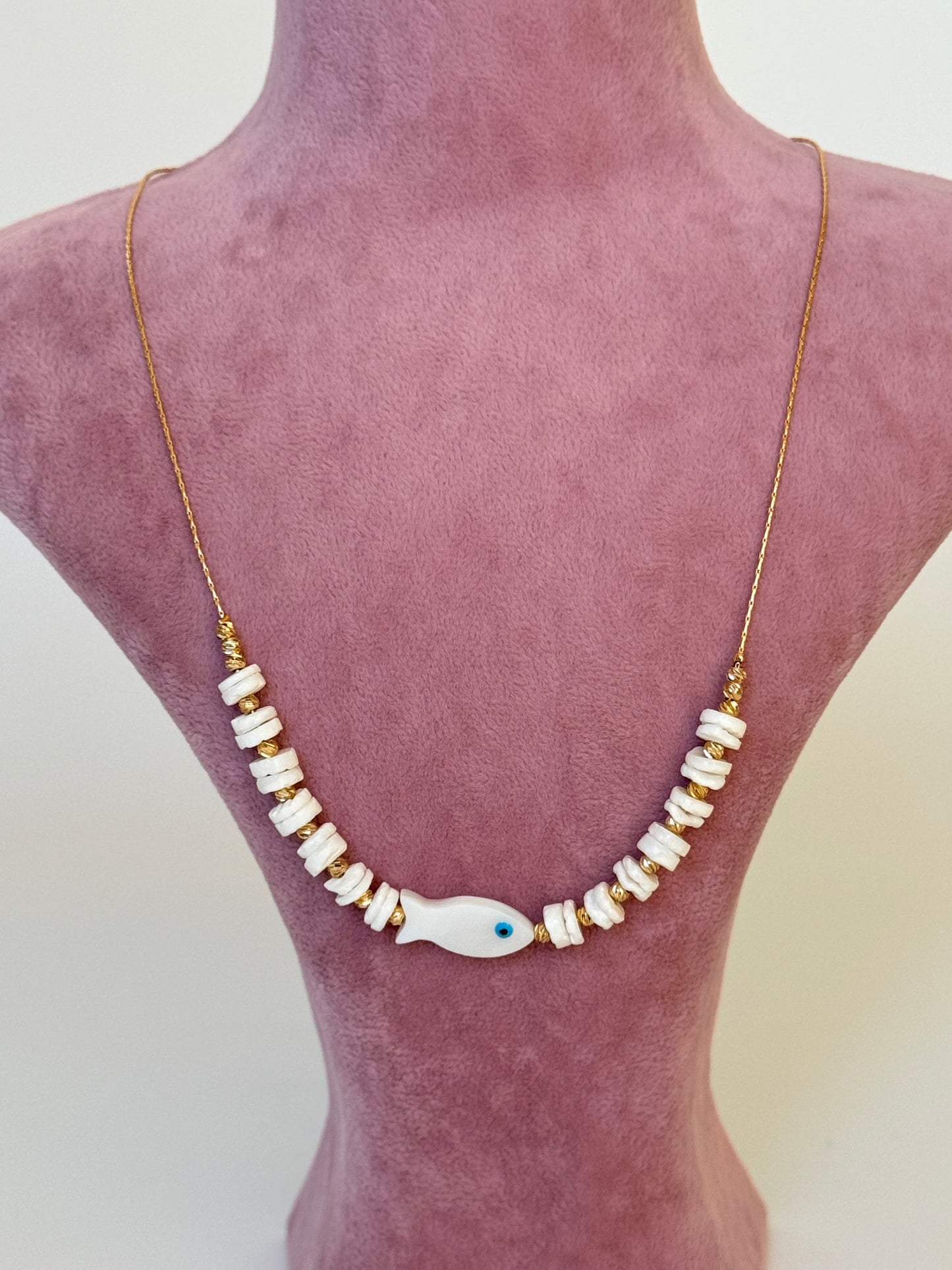 Stunning Gold-Plated Necklace with Real Mother of Pearl Inlay