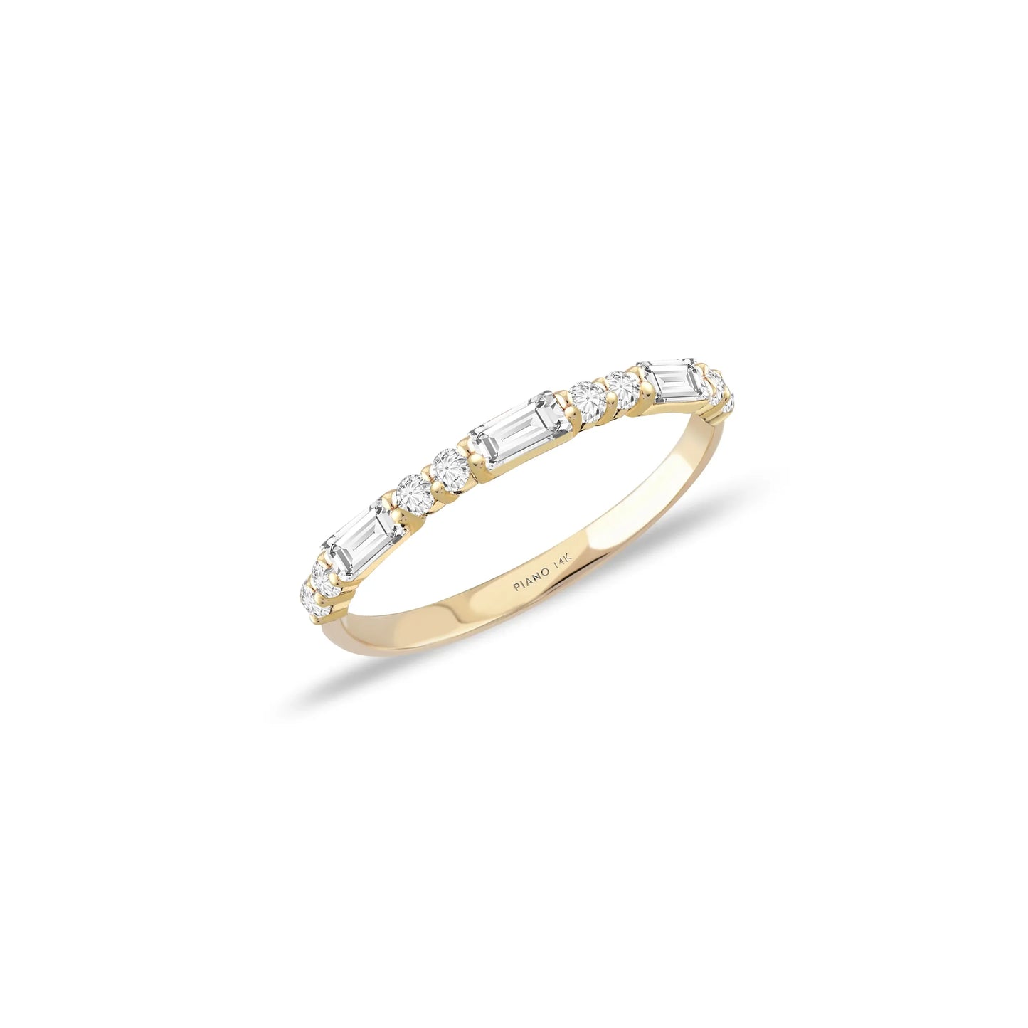 Bagetto Half Circle Gold Ring - Elegant and Stylish Design