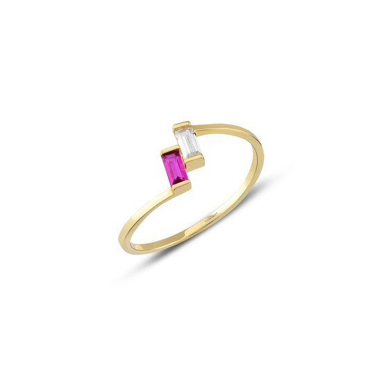 Stunning Two-Baguette Gold Ring - Elevate Your Style!