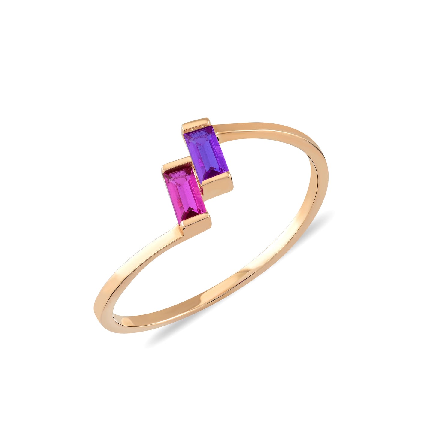 Stunning Two-Baguette Gold Ring - Elevate Your Style!