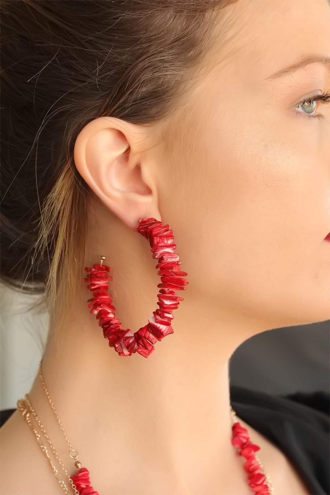 Stunning Red Stone Necklace and Earring Set