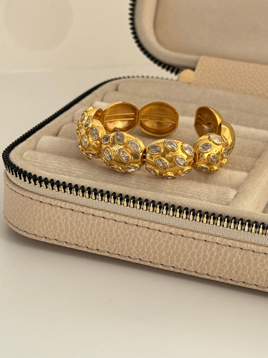 Adjustable Gold-Plated Bracelet with Sparkling Zircon Stones - Ahuza Collection