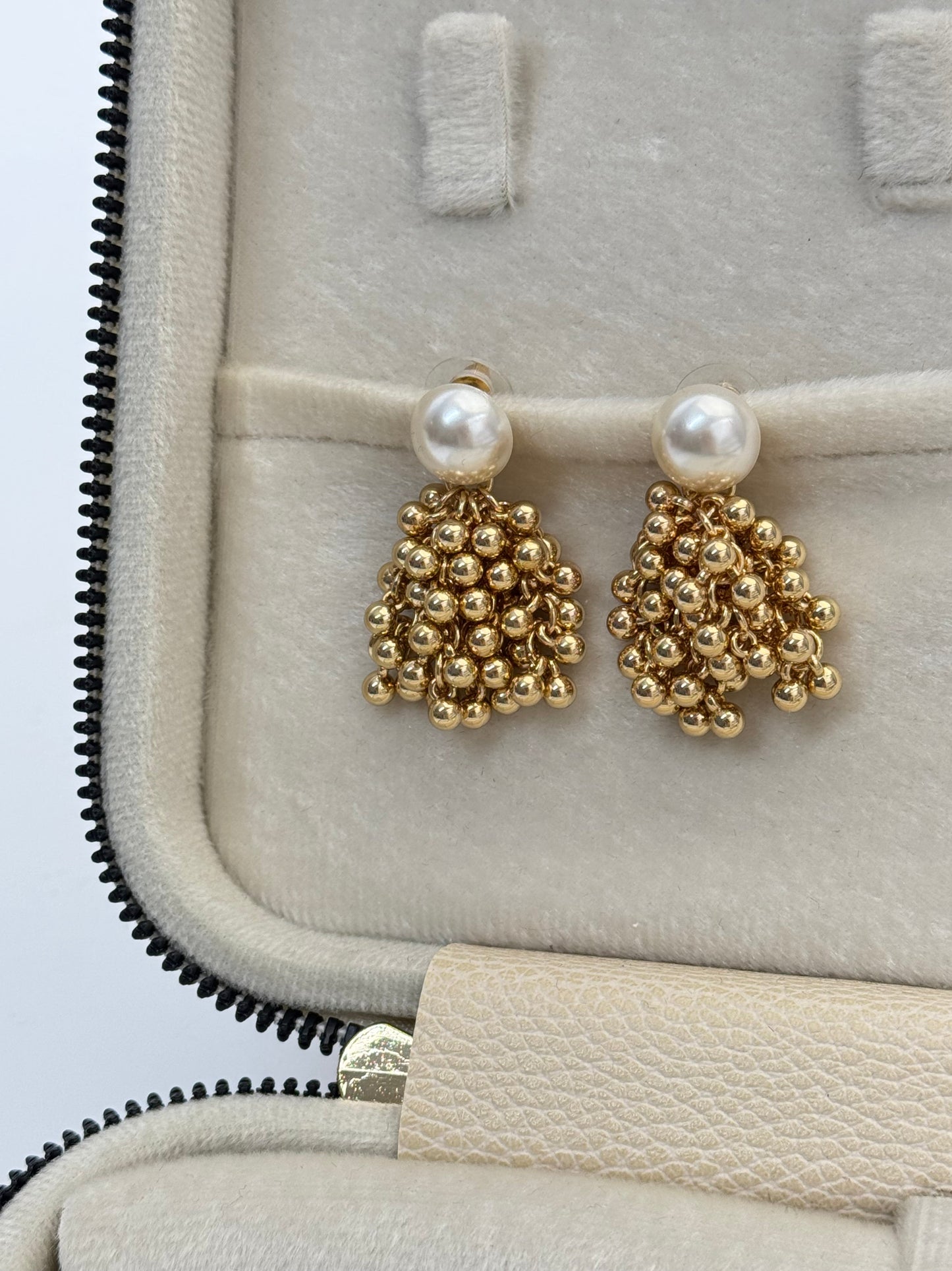 Imported Beaded Gold Earrings with Stunning Detail