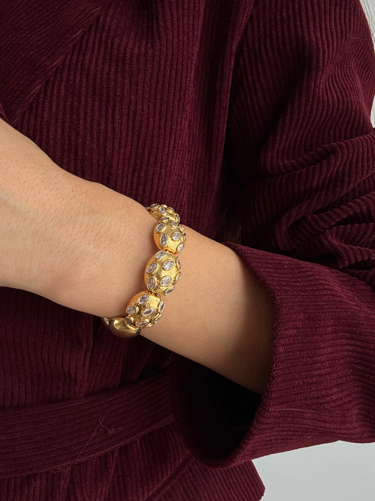 Adjustable Gold-Plated Bracelet with Sparkling Zircon Stones - Ahuza Collection