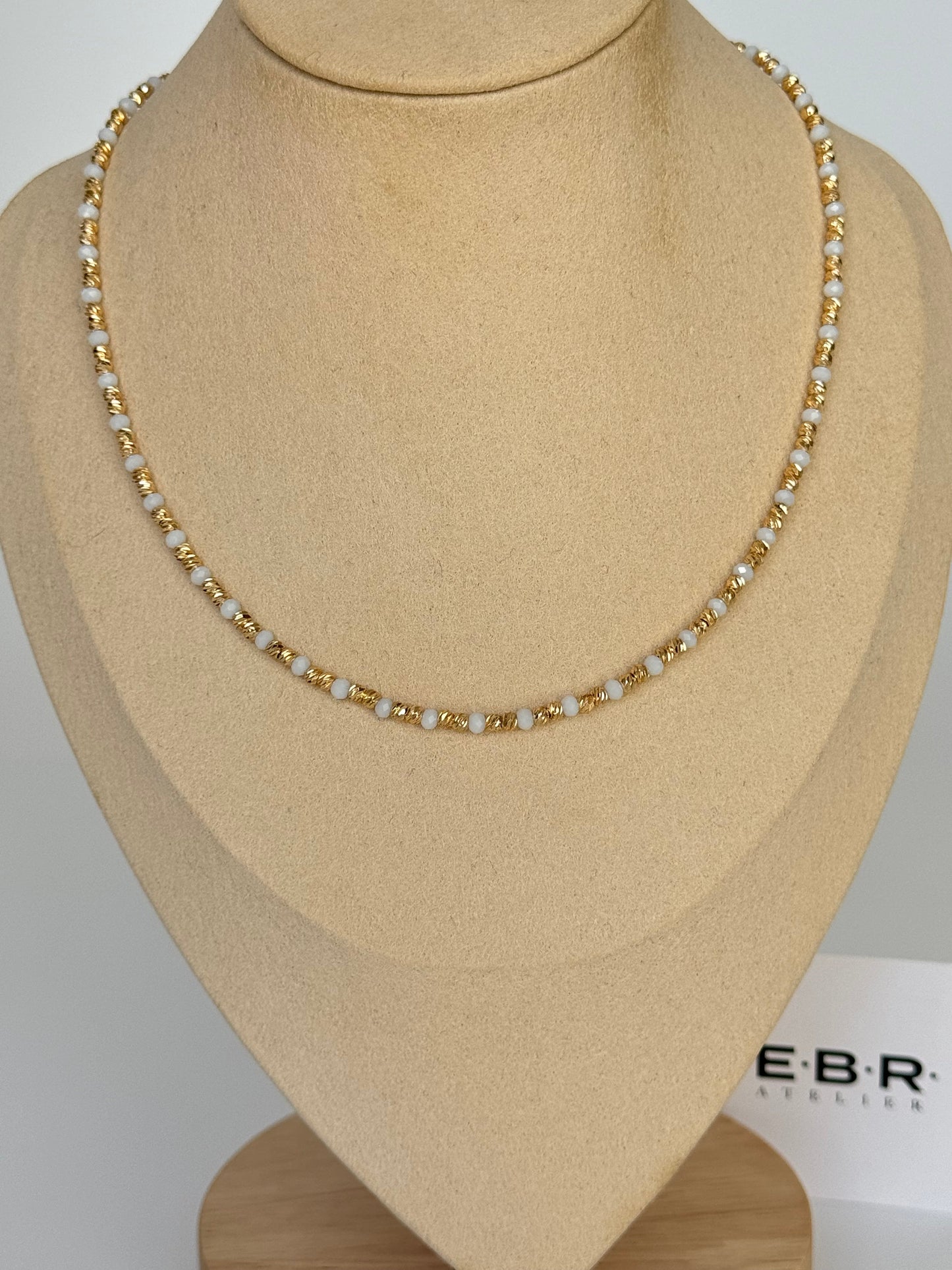 Elegant Gold-Plated Necklace with White Bead Accents