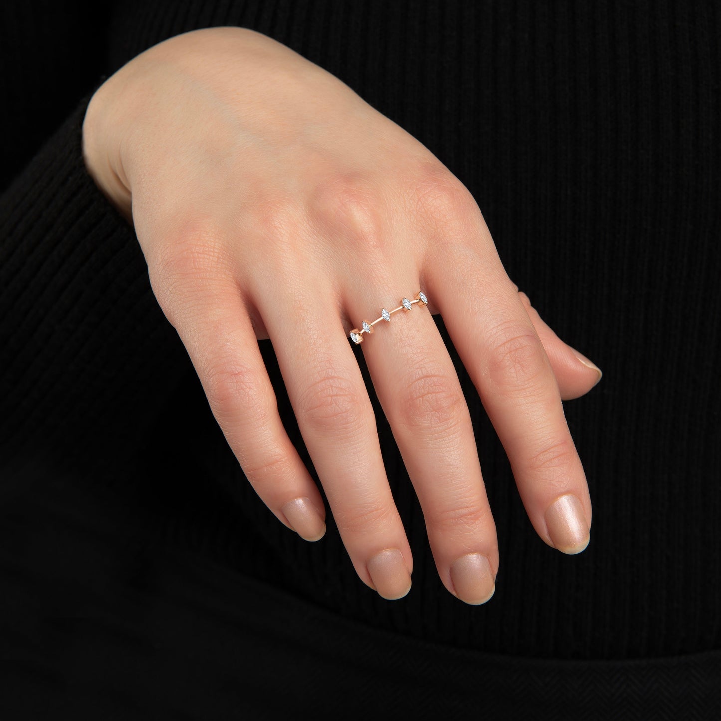 Stunning Five-Stone Marquise Gold Ring - Cabaret Collection