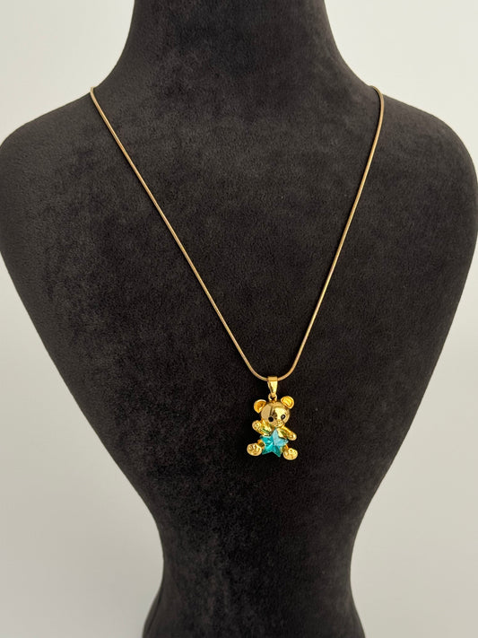 Detailed Gold Steel Necklace with Adorable Charm