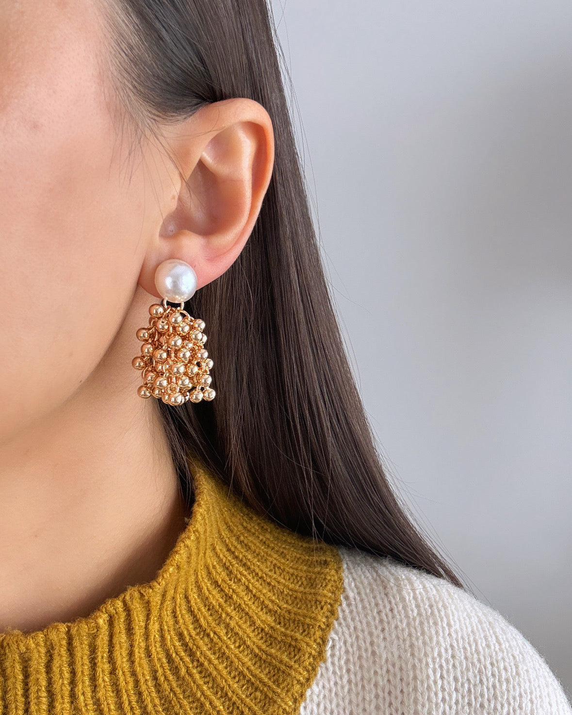 Imported Beaded Gold Earrings with Stunning Detail