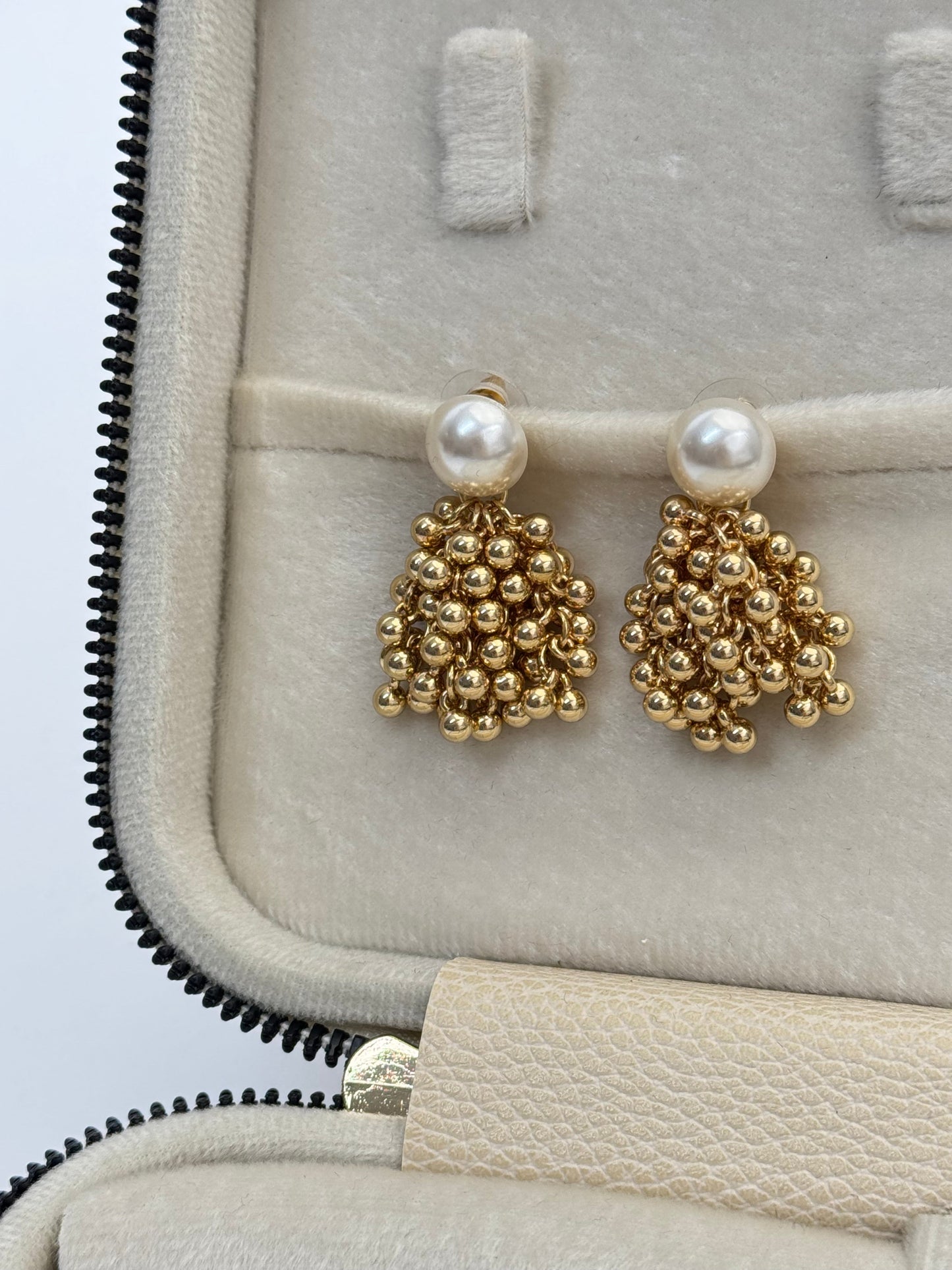 Imported Beaded Gold Earrings with Stunning Detail