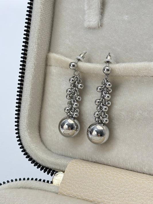 AHUELA Imported Silver Beaded Earrings - Stunning Design for Every Occasion